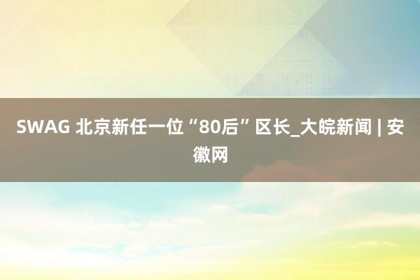 SWAG 北京新任一位“80后”区长_大皖新闻 | 安徽网