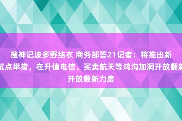 搜神记波多野结衣 商务部答21记者：将推出新一批试点举措，在升值电信、买卖航天等鸿沟加洞开放翻新力度