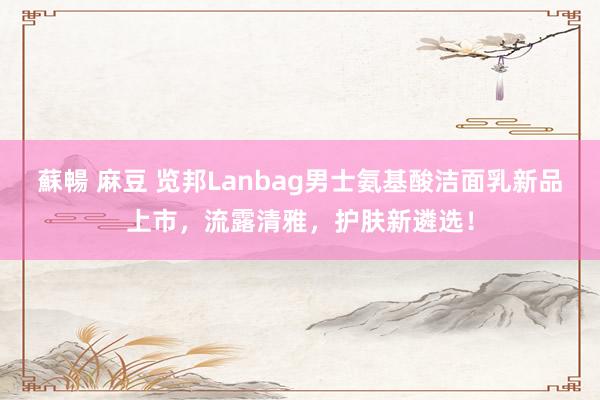 蘇暢 麻豆 览邦Lanbag男士氨基酸洁面乳新品上市，流露清雅，护肤新遴选！