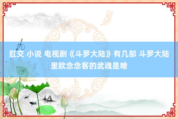 肛交 小说 电视剧《斗罗大陆》有几部 斗罗大陆里欧念念客的武魂是啥